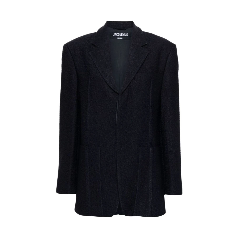 Jacquemus Navy Blauw Textuur Jas Blue Dames