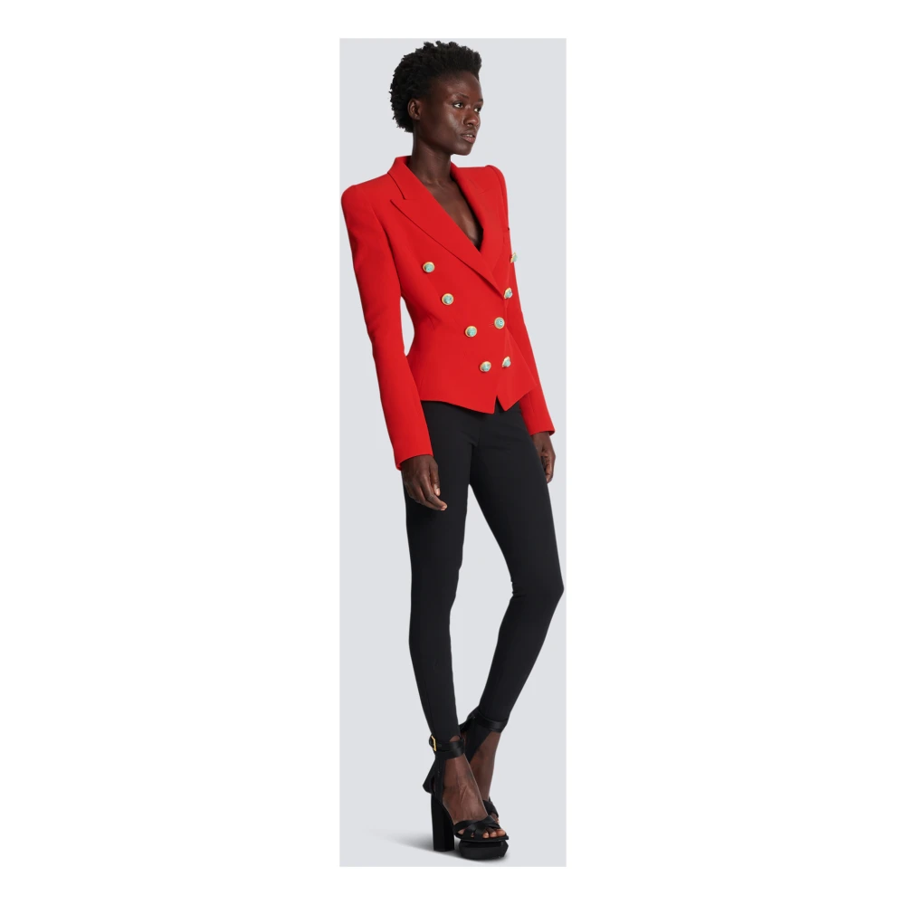 Balmain Slim-fit Crêpe Jas Red Dames