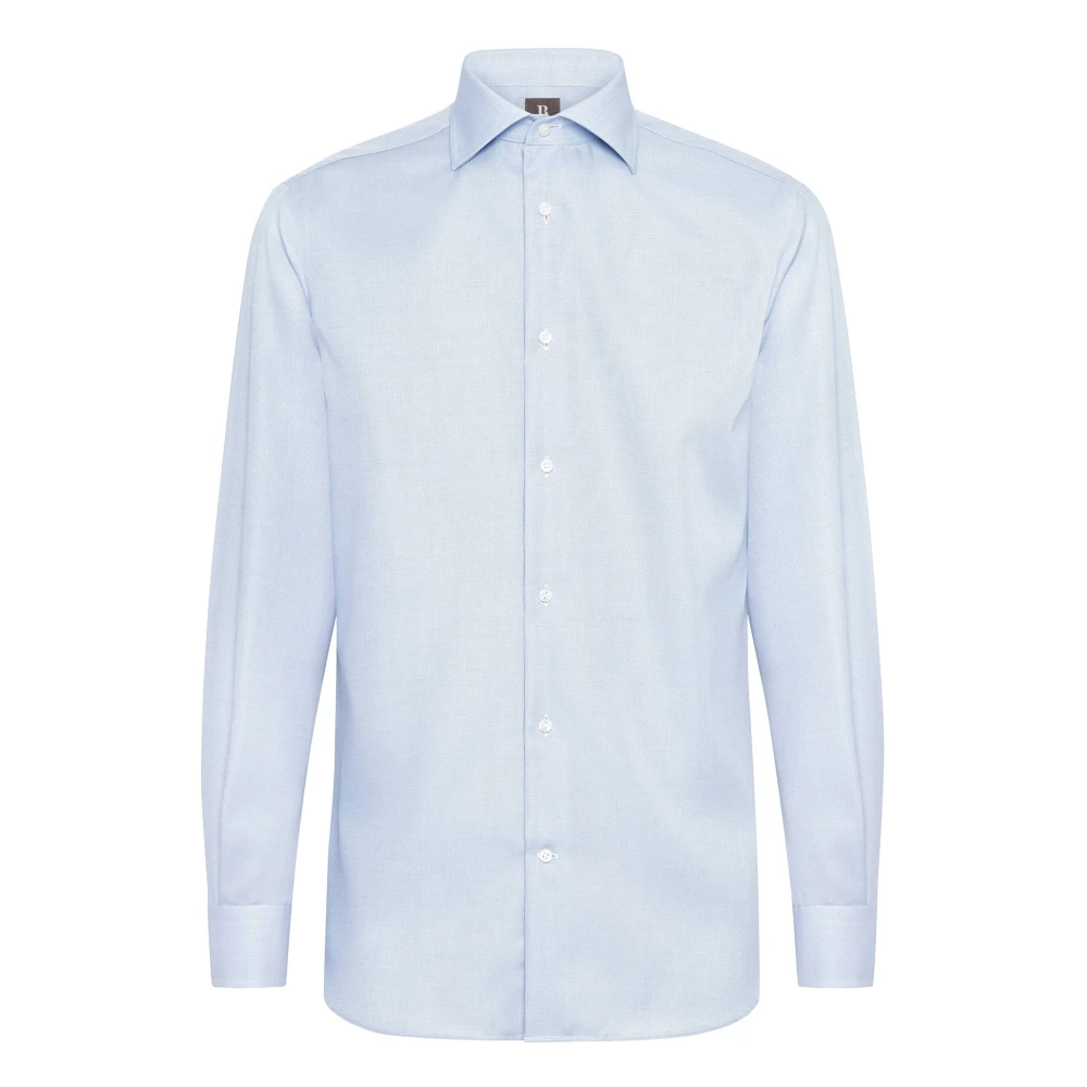 Boggi Milano Regular Fit Katoenen Dobby Overhemd Blue Heren