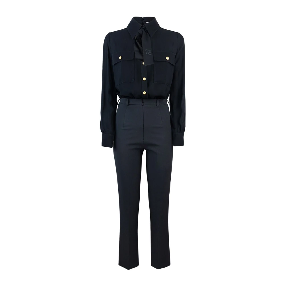 Elisabetta Franchi Zwart Afneembaar Overhemd Jumpsuit Black Dames