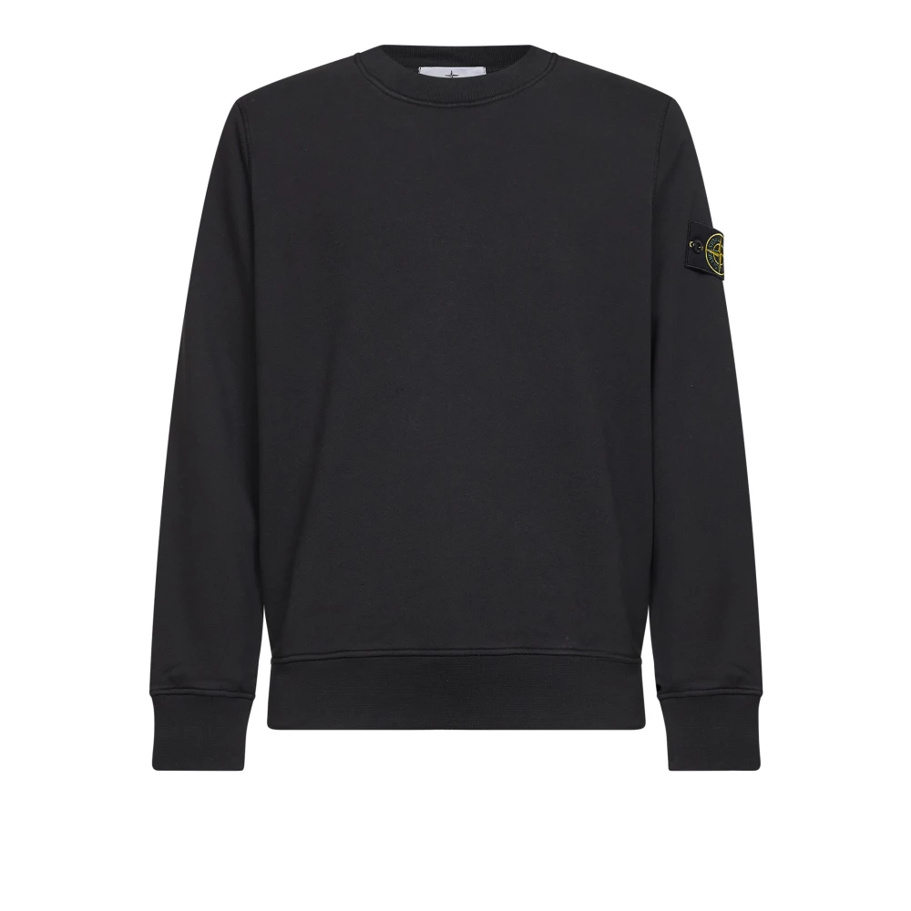 Stone Island Men's Black Sweatshirts, L, Cotton Fleece 6100060