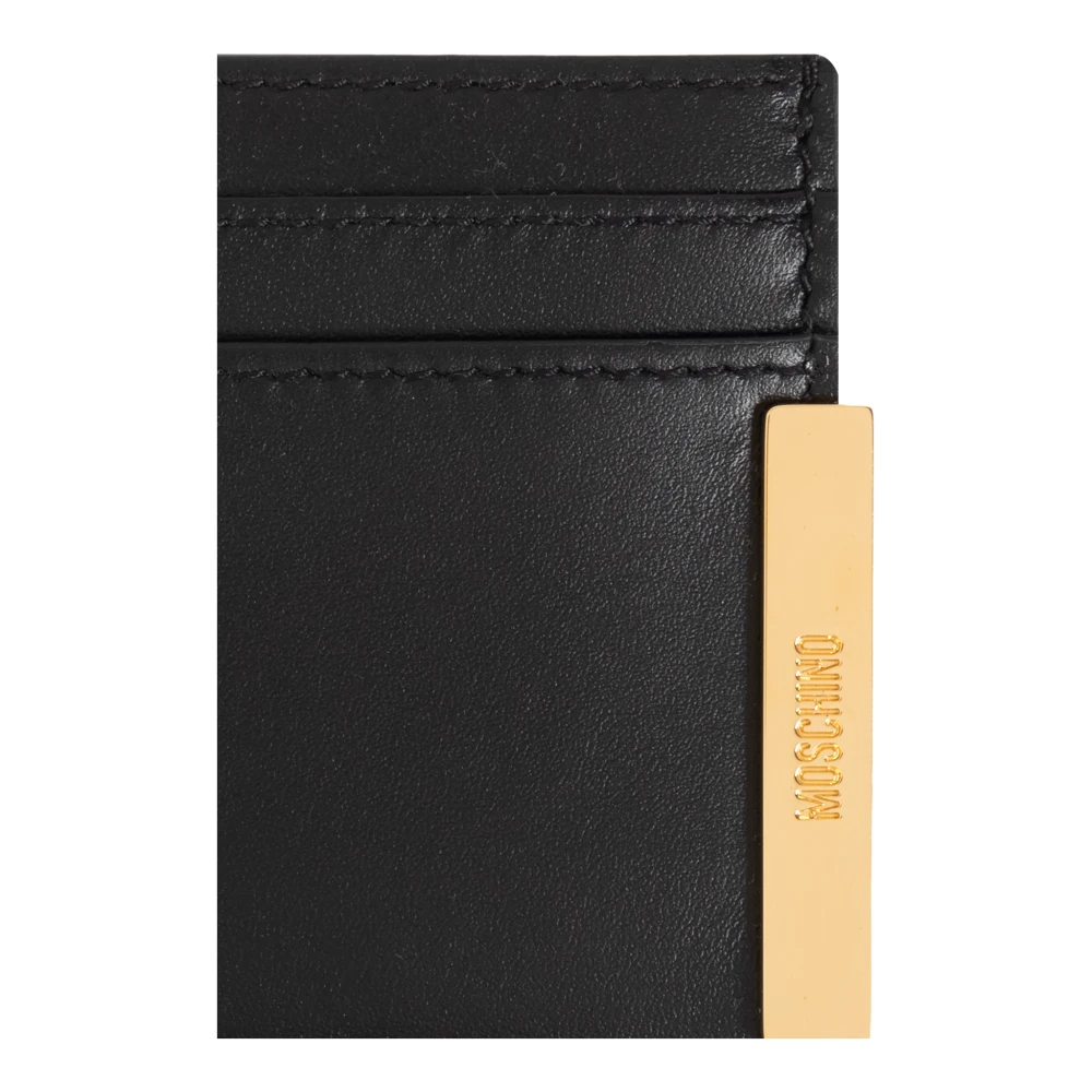 Moschino Leren kaarthouder Black Heren