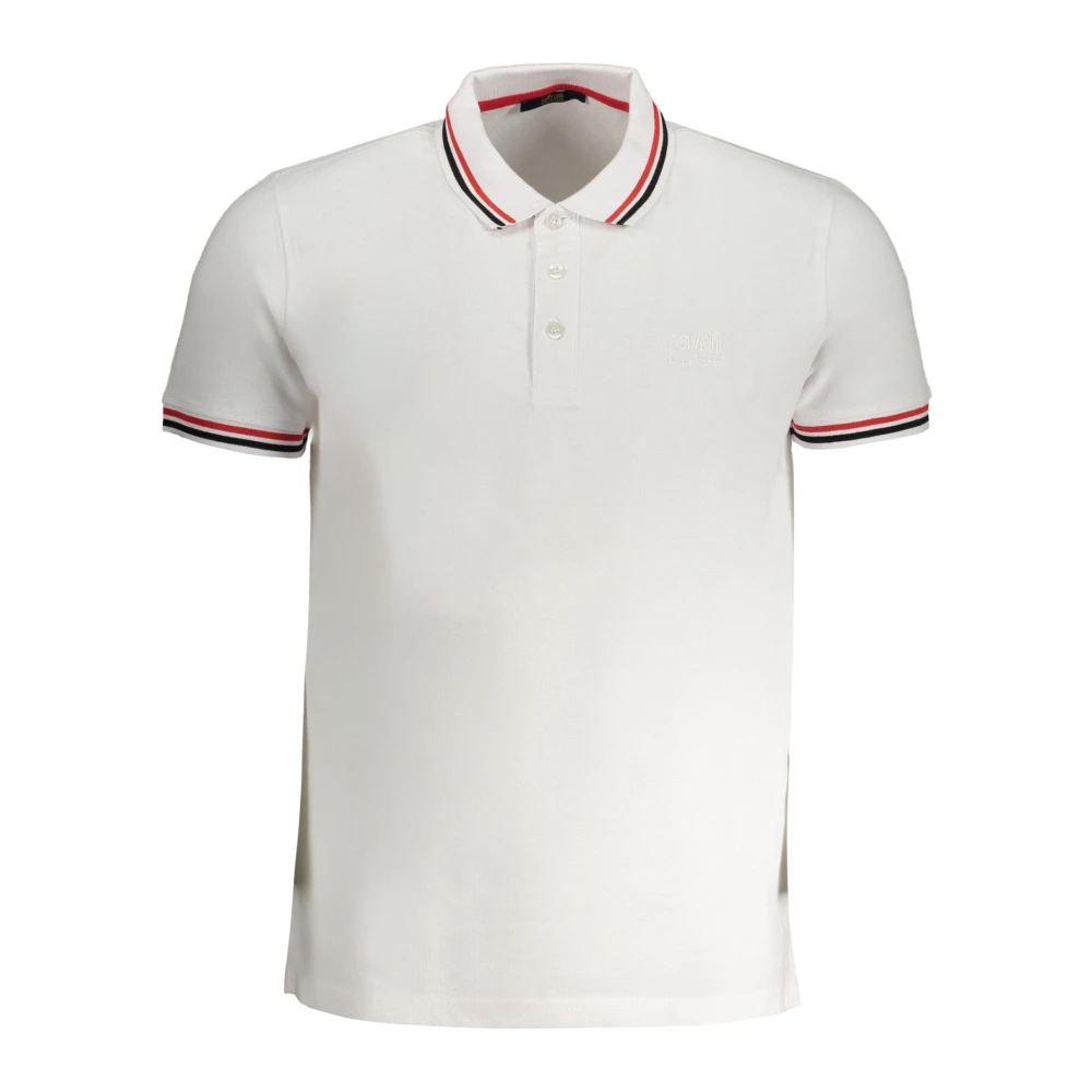 Cavalli Class Witte Katoenen Poloshirt met Korte Mouwen White Heren