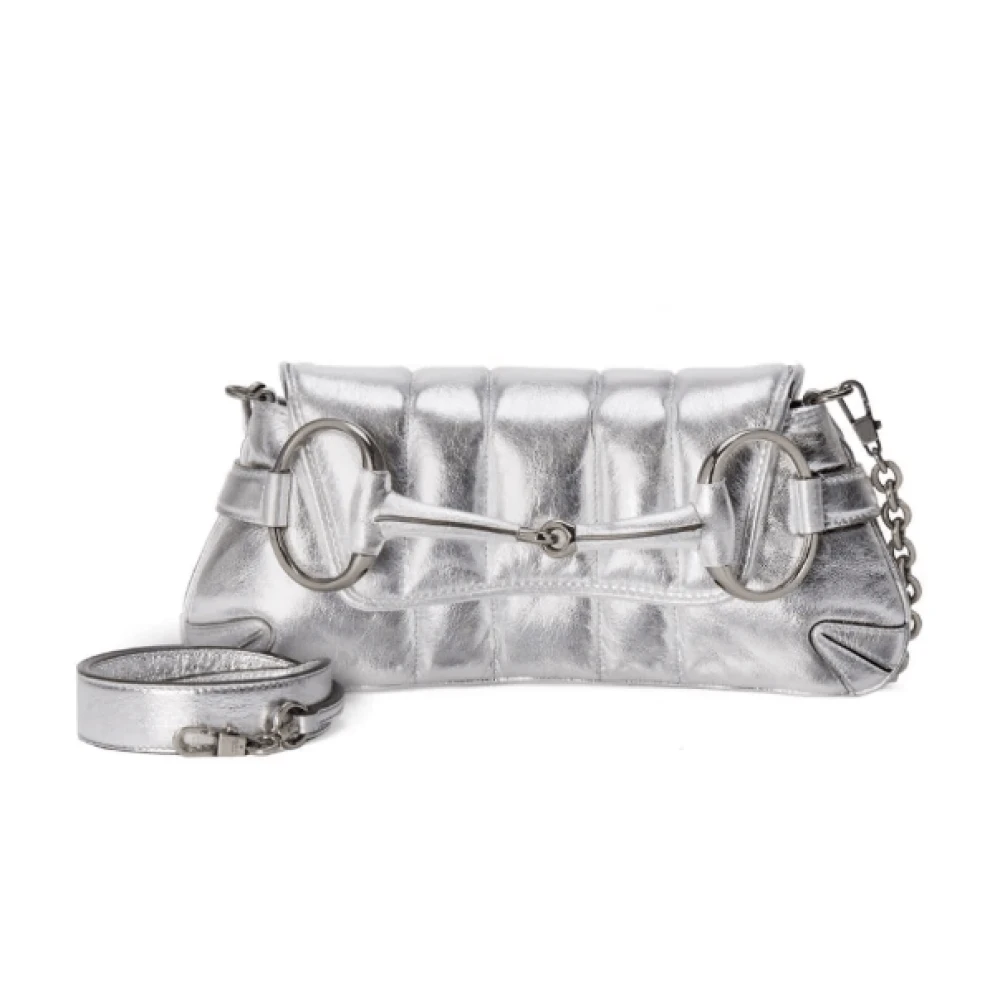 Gucci Horsebit Chain Small Shoulder Bag Gray Dames