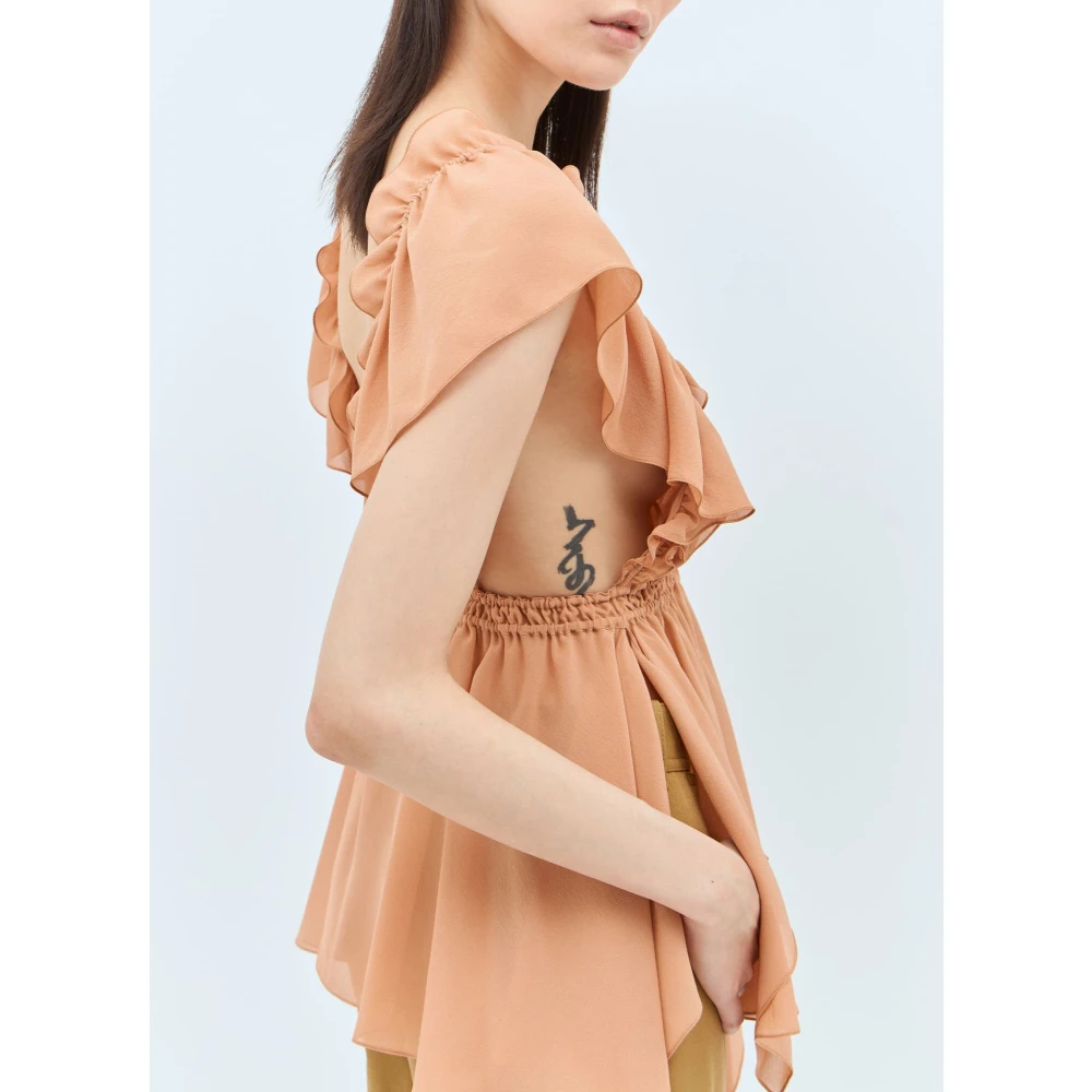 Chloé Zijden Gerimpelde Camisole Top Beige Dames