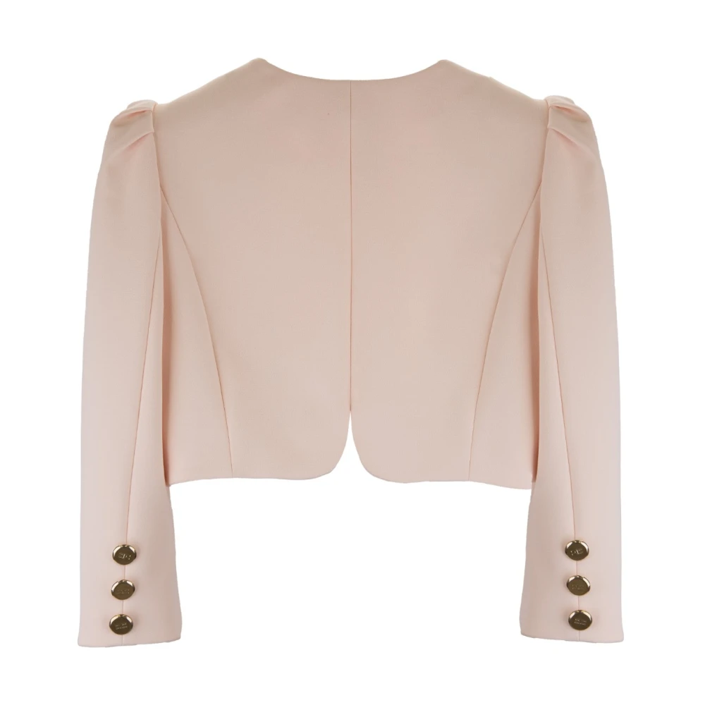 Elisabetta Franchi Gewatteerd kort jack met pofmouwen Pink Dames