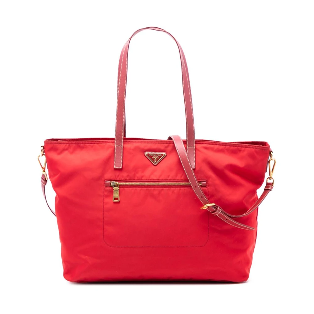 Prada Vintage Women's Red Pre-Owned Nylon Tote Bag