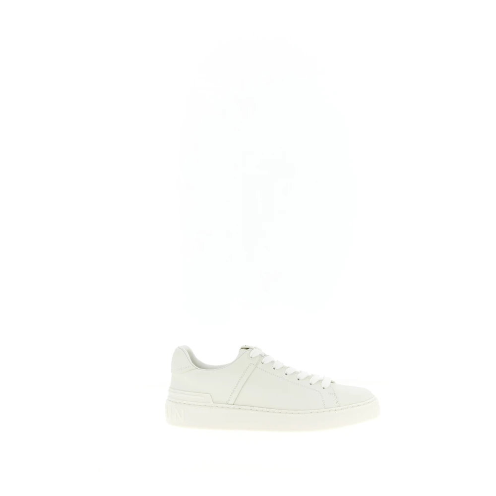 Balmain White B-Court Smooth Leather Trainers - Male - Sneakers - 9 Uk - Shoes