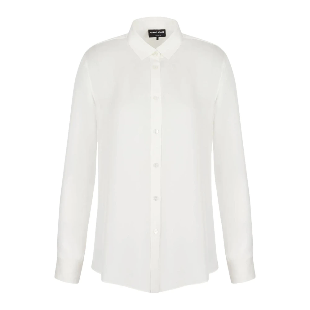 Giorgio Armani Zijden Klassieke Kraag Knoopshirt White Dames