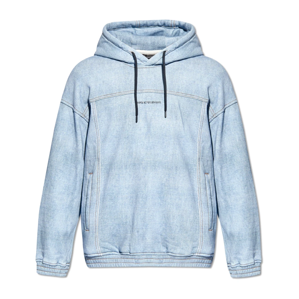 Emporio Armani Hoodie with logo Blue Heren