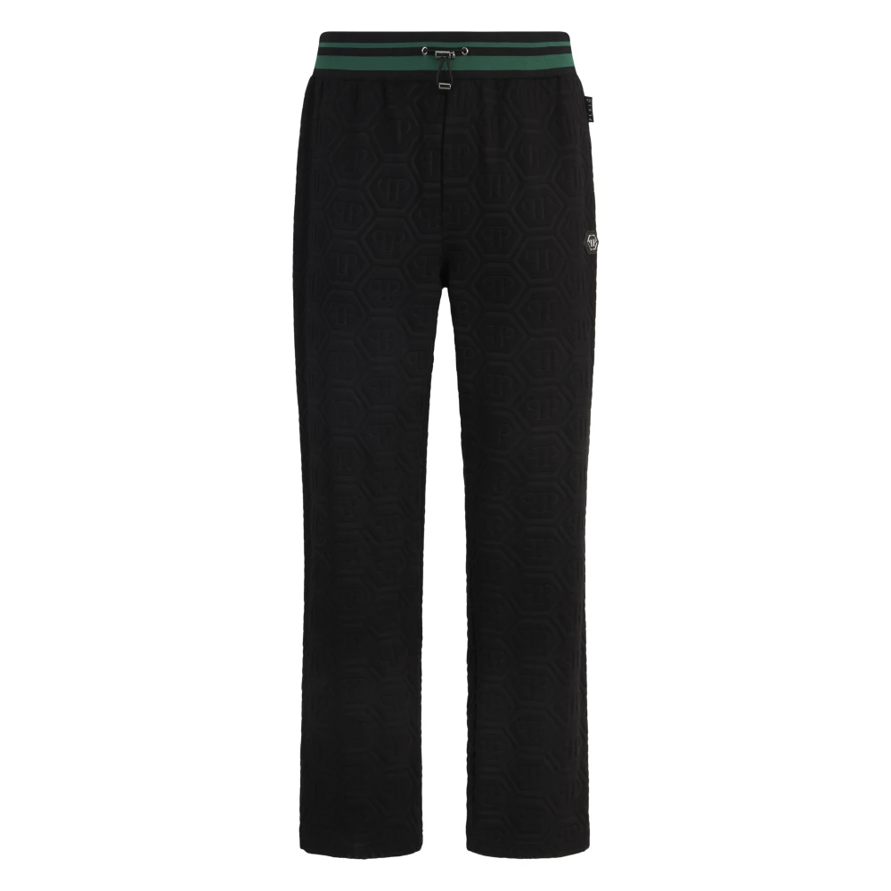Philipp Plein Herr Svart Byxor Xl, Bomull, Jacquard Tracksuit Pants Monogram
