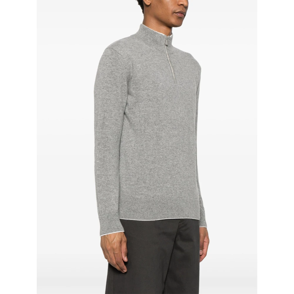 Eleventy Luxe Cashmere Half-Zip Gebreide Kleding Gray Heren