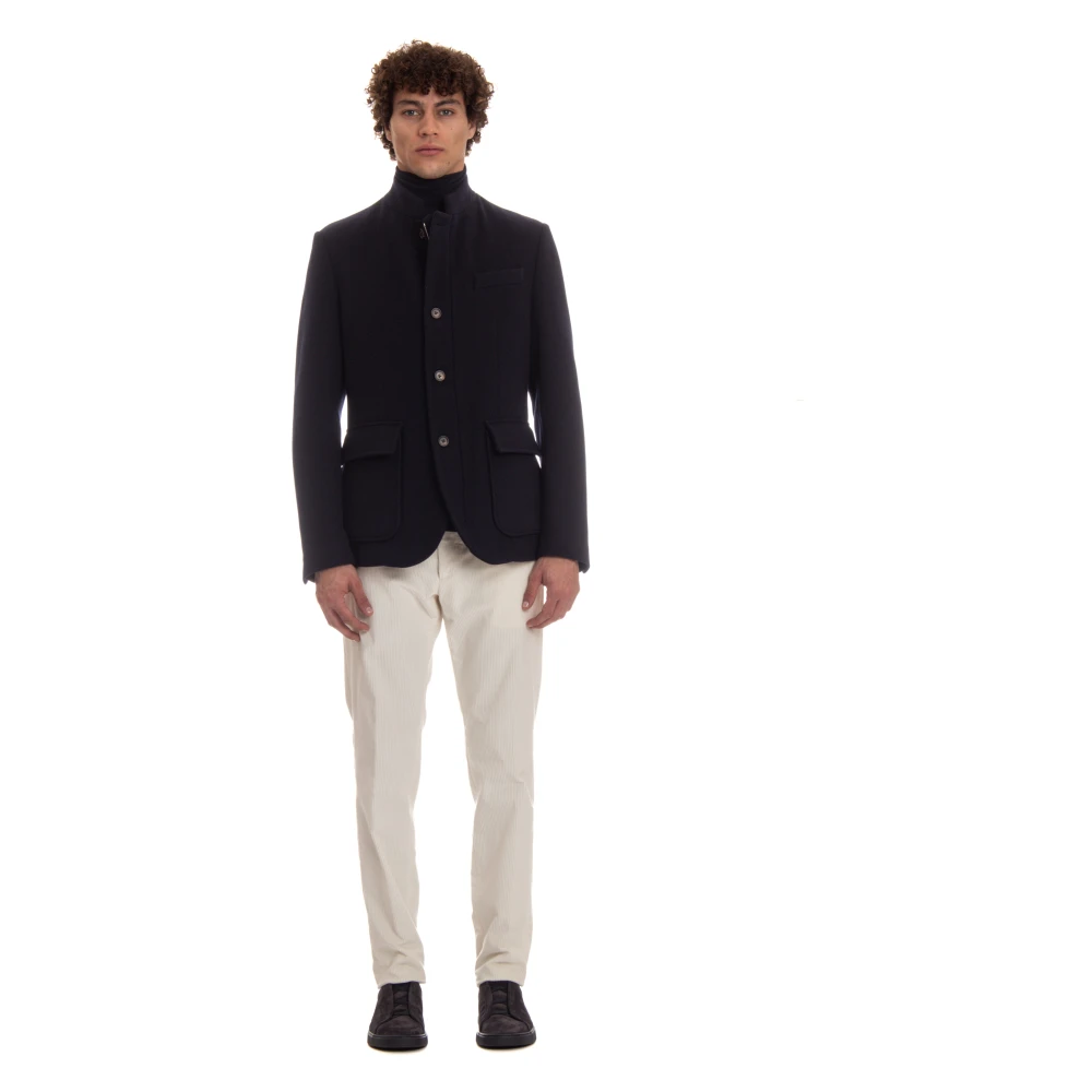 Eleventy Blauwe Dubbele Ritsjas Blue Heren