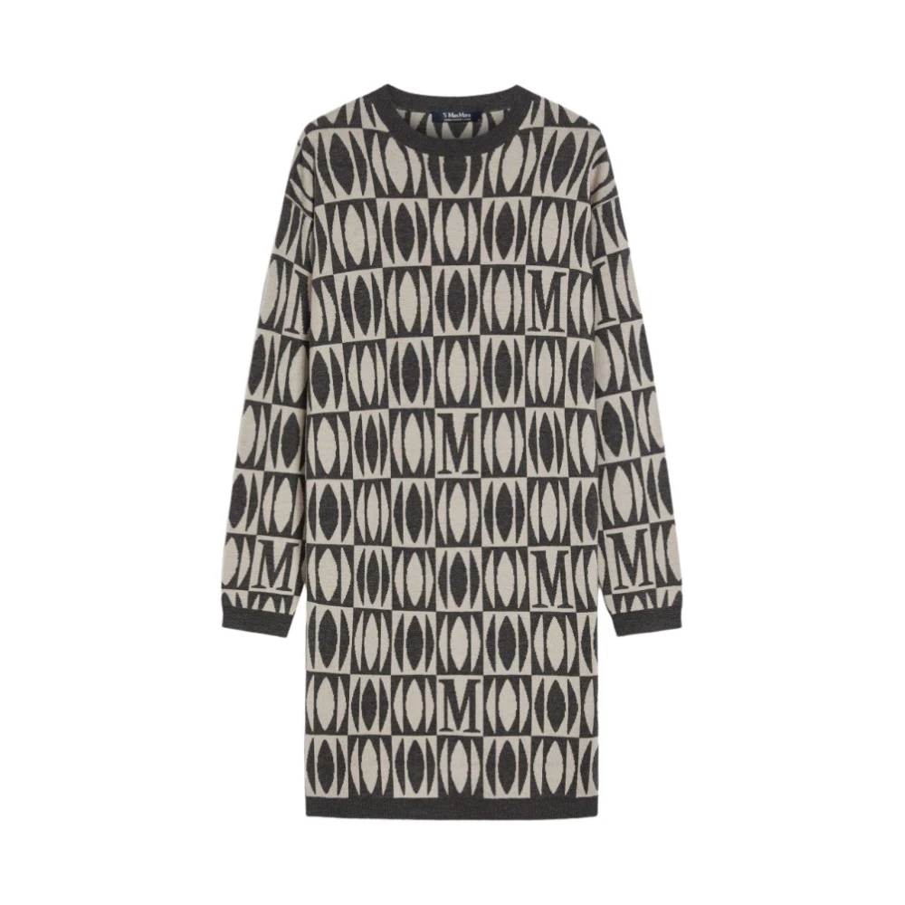Max Mara Luxe Gebreide Mini Jurk Gray Dames