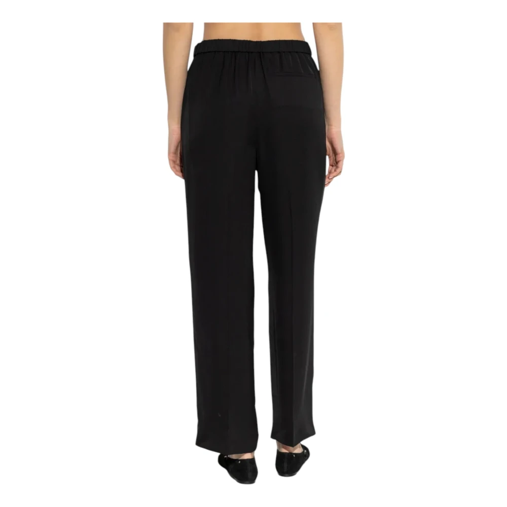 Theory Zijden Loose-Fit Zwarte Broek Black Dames