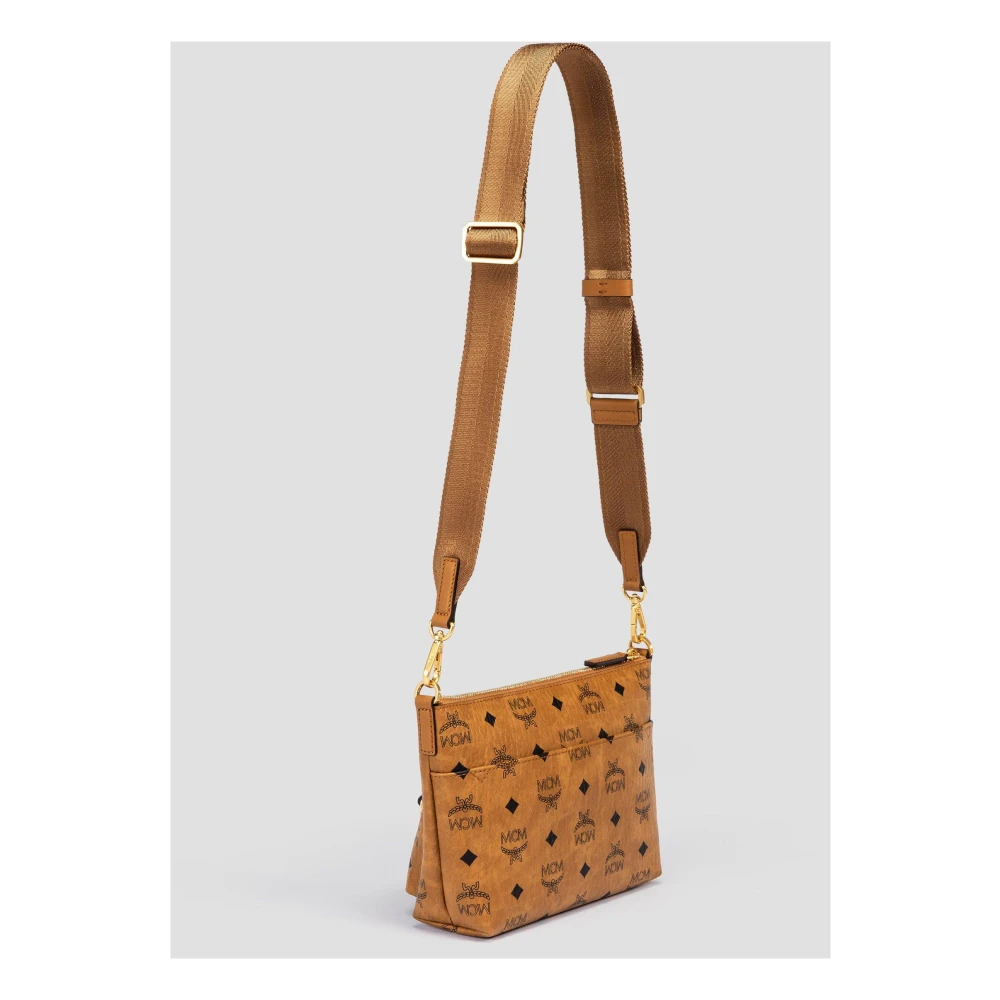MCM Aren Schoudertas in Visetos Brown Dames