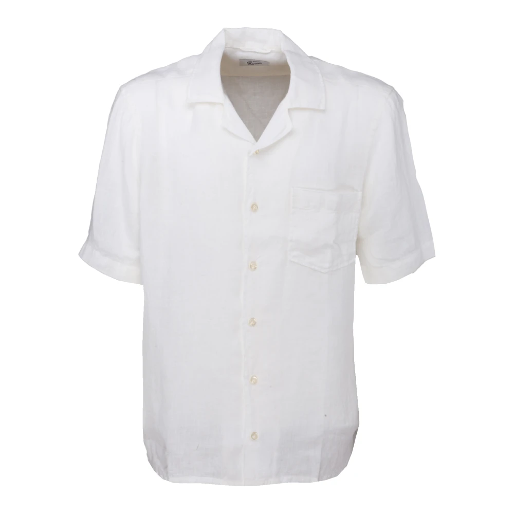 Roy Roger's Vintage Linnen Bowling Shirt White Heren