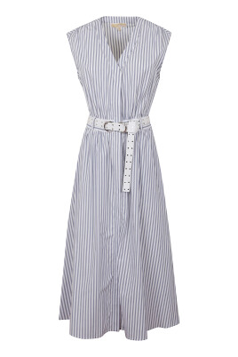 robe-midi-ceinturee-en-popeline-de-coton-rayee