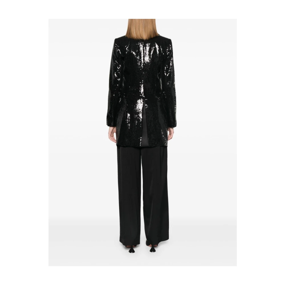 Emporio Armani Zwart Paillet Fluweel Jas Black Dames