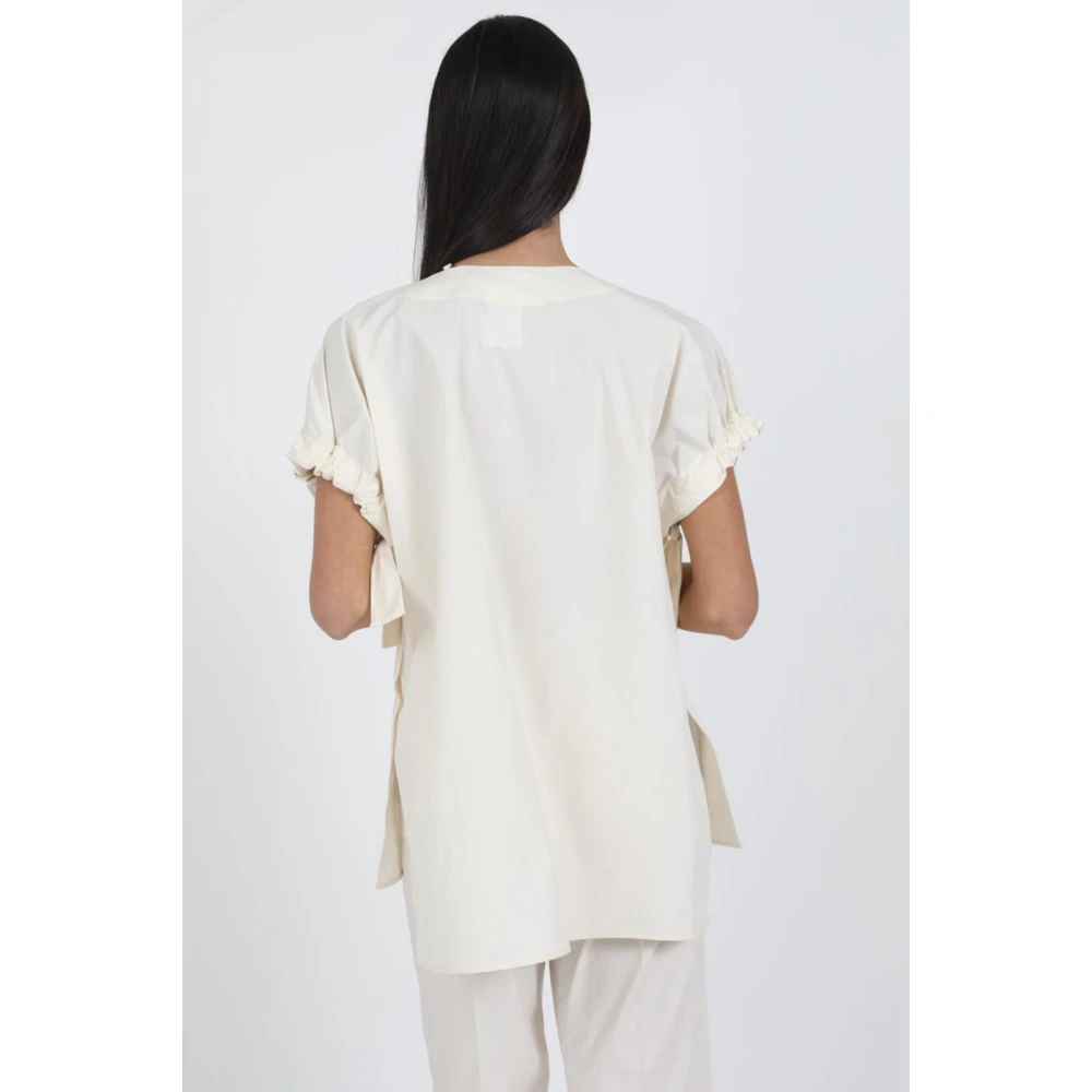 MeiMeiJ Casual Katoenen T-shirt voor dagelijks gebruik Beige Dames