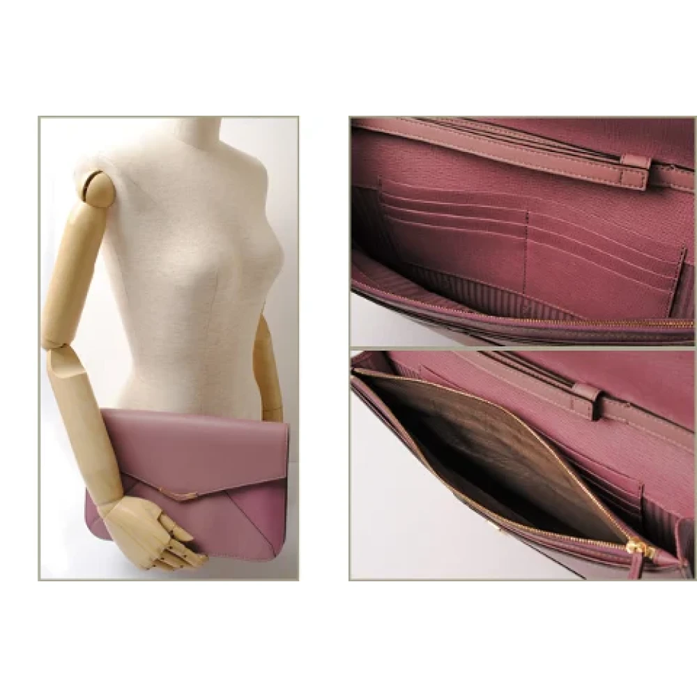 Fendi Vintage Pre-owned Leather shoulder-bags Purple Dames