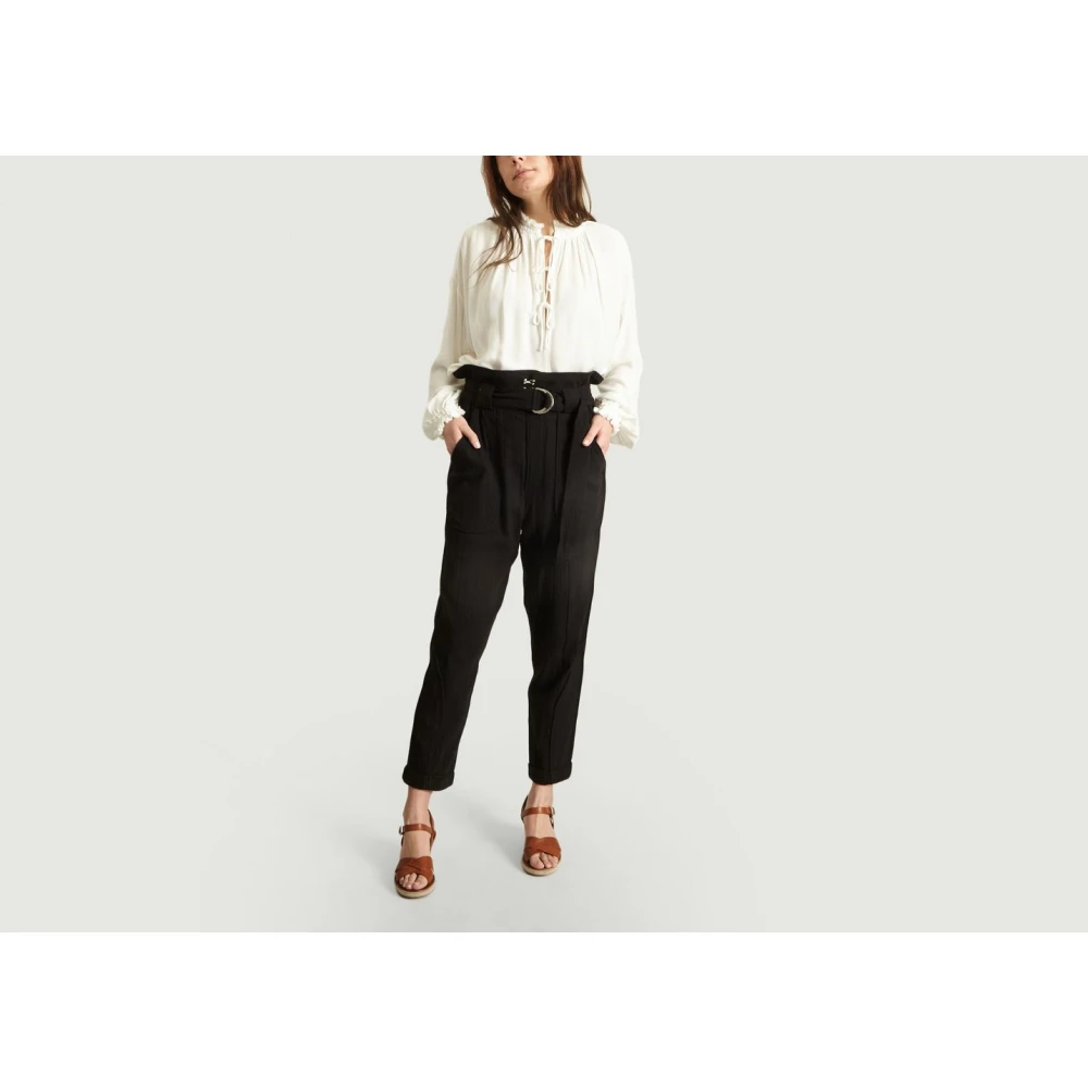 IRO Witte Textuur Katoen Ruche Kraag Blouse White Dames