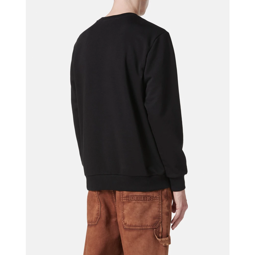 Iceberg Poeder witte crewneck sweatshirt in scuba stof en logo Black Heren
