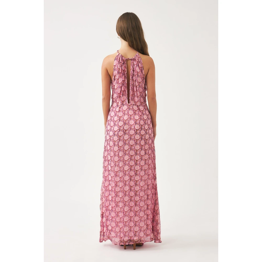 Antik batik Bedrukte chiffon maxi jurk Cassy Pink Dames