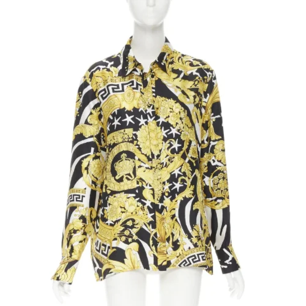 Versace Pre-owned Silk tops Yellow Dames