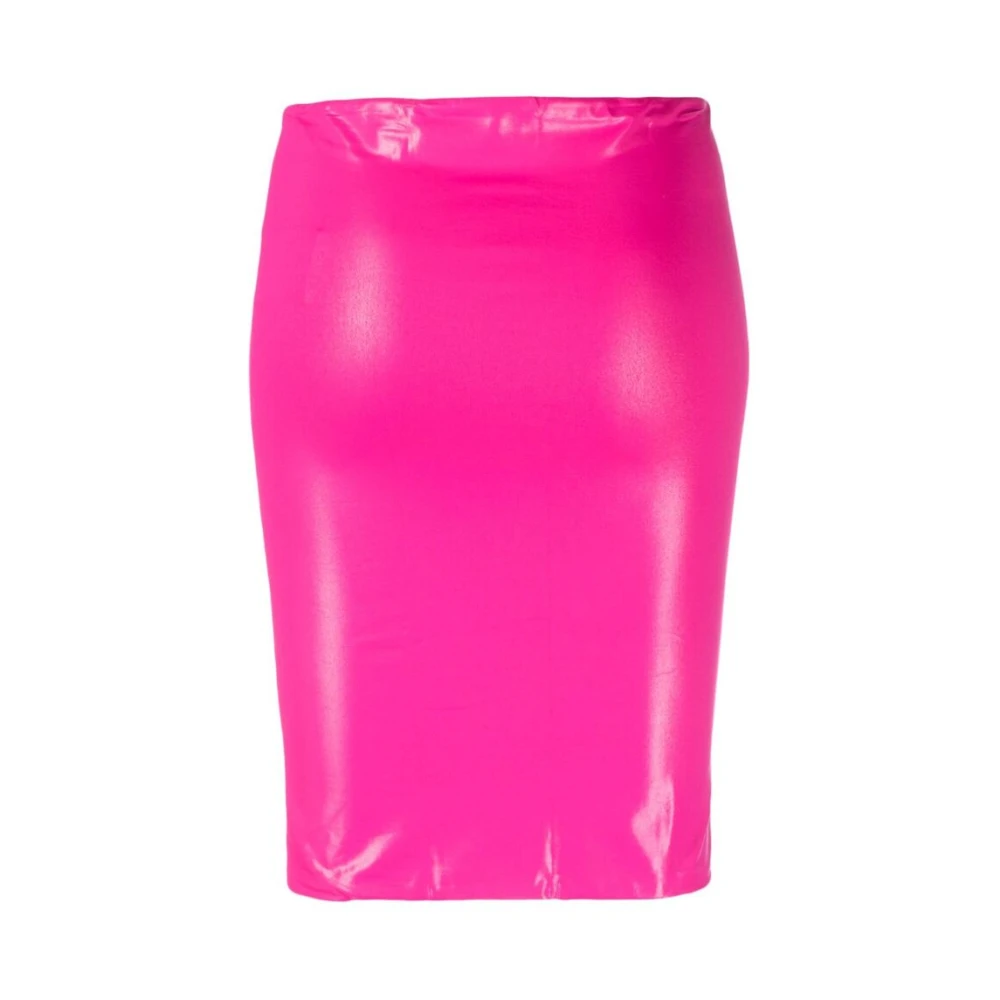 The Attico Metallic Glans Hoge Taille Rok Pink Dames