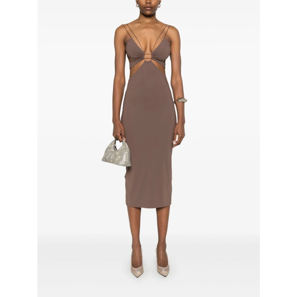 Amazuin Bruine Cut-Out Spaghetti Strap Jurk Brown Dames