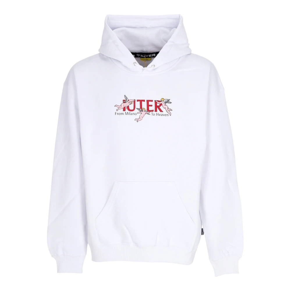 Iuter Witte hoodie met voorzakprint White Heren