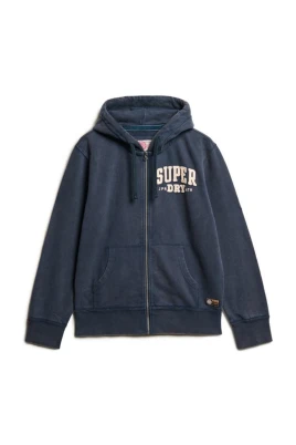 Hooded Zip-Up Printed Sweatshirt with Front Pockets