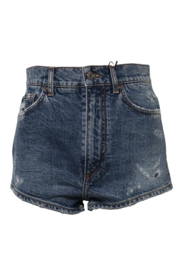Blå Tattered Denim Hot Pants Shorts