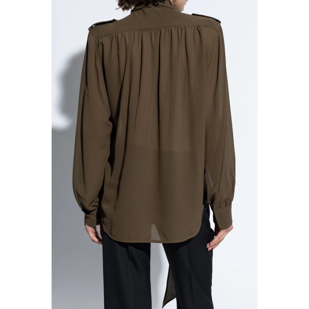 Chloé Zijden shirt met zakken Green Dames