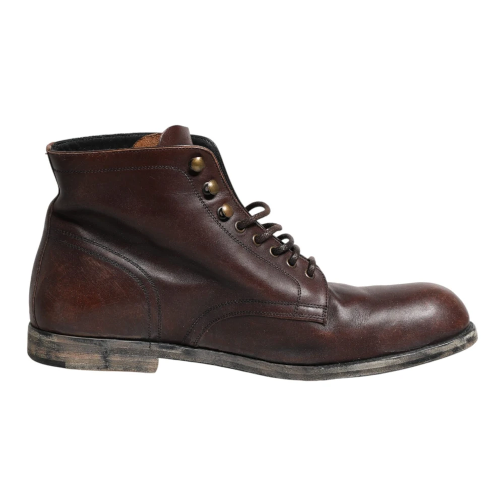 Dolce & Gabbana , Lace-Up Boots, Male, Brown, 10 Uk, Short Boots
