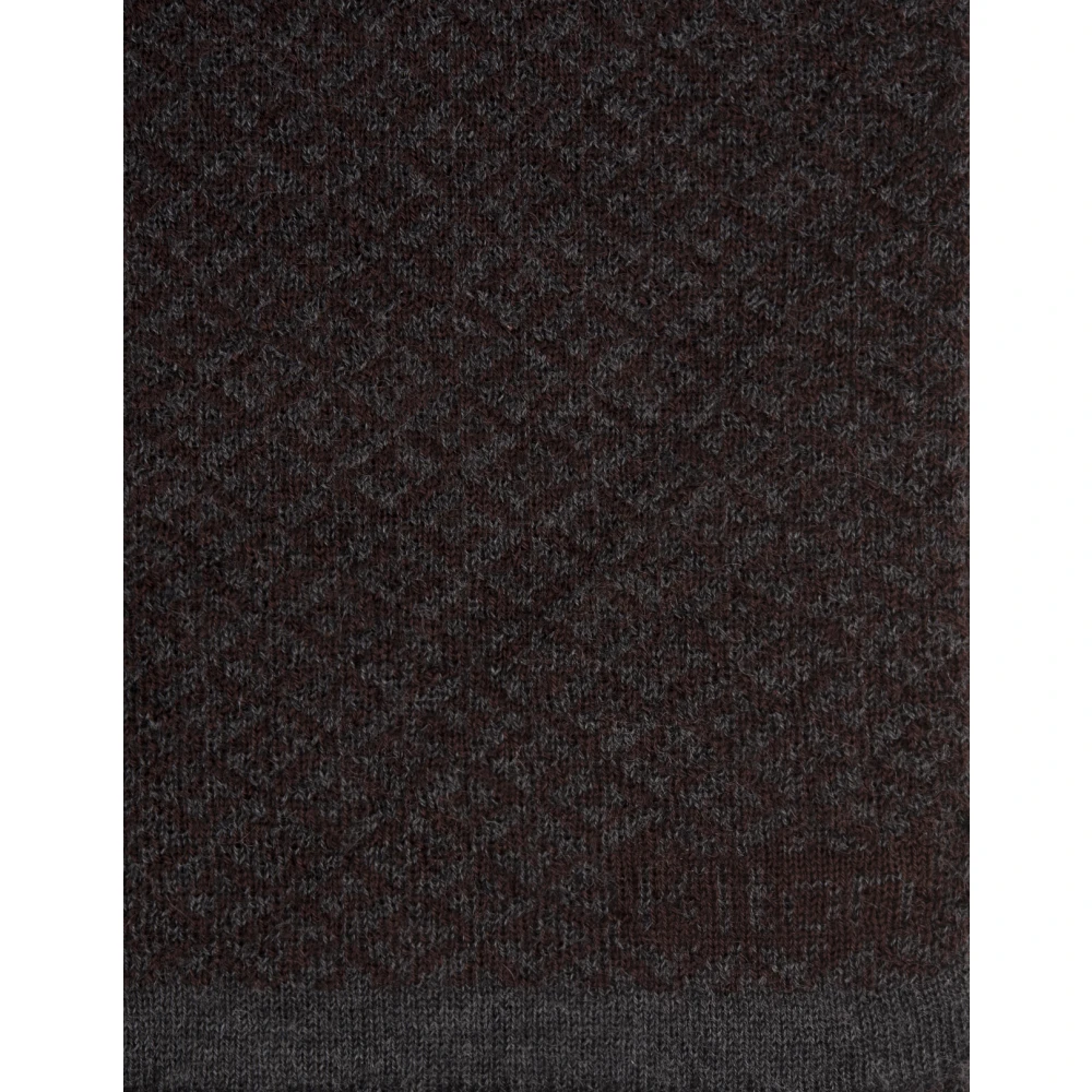 Kiton Bruine Kasjmier Sjaal met Geometrisch Patroon Brown Heren