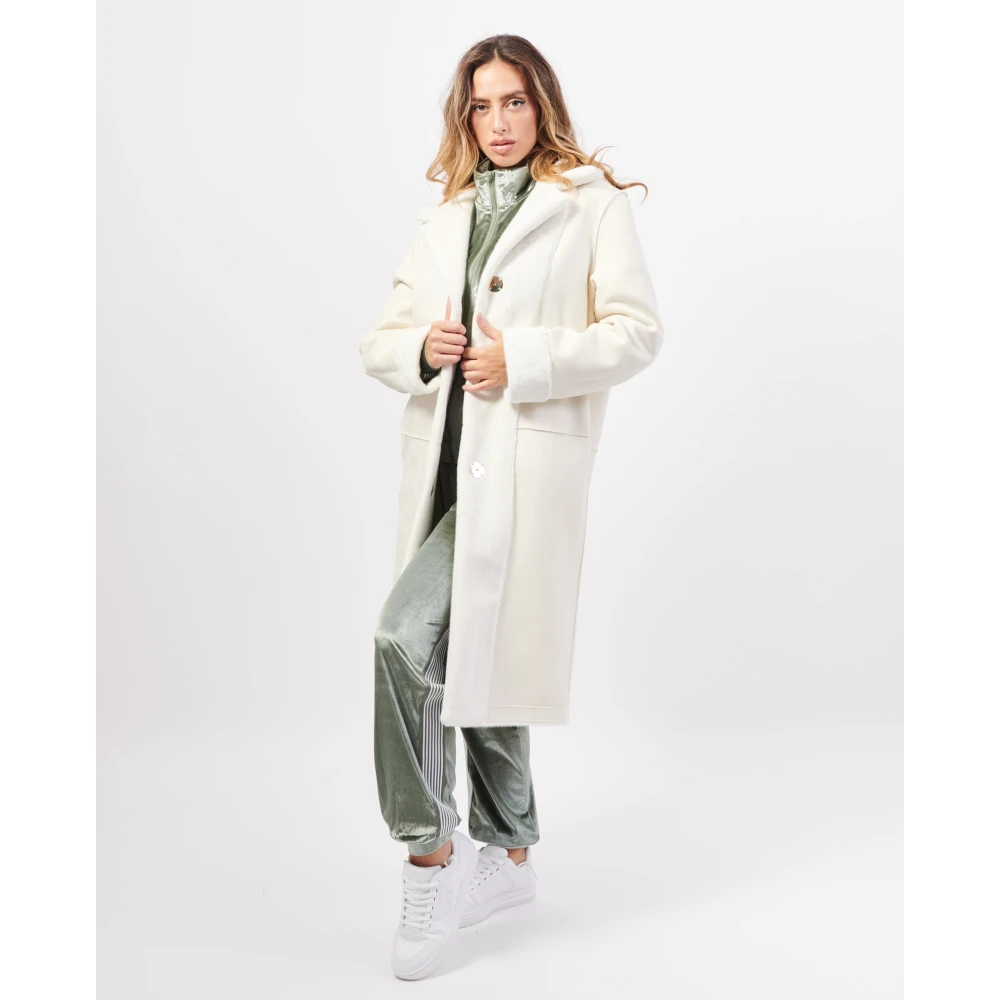 YES ZEE Witte Lange Omkeerbare Jas Elegante Stijl White Dames