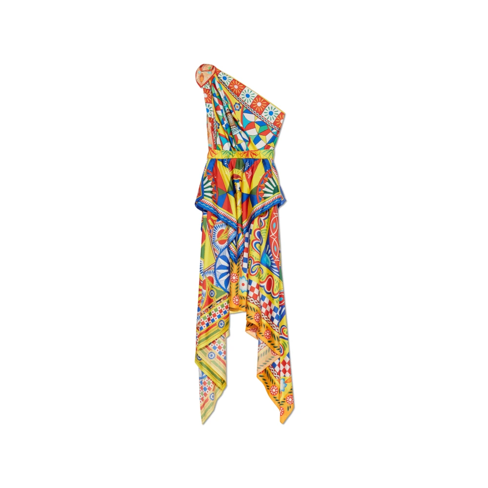 Dolce & Gabbana Zijden jurk met Carretto-patroon Multicolor Dames