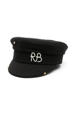 black-wool-blend-stud-detail-cap