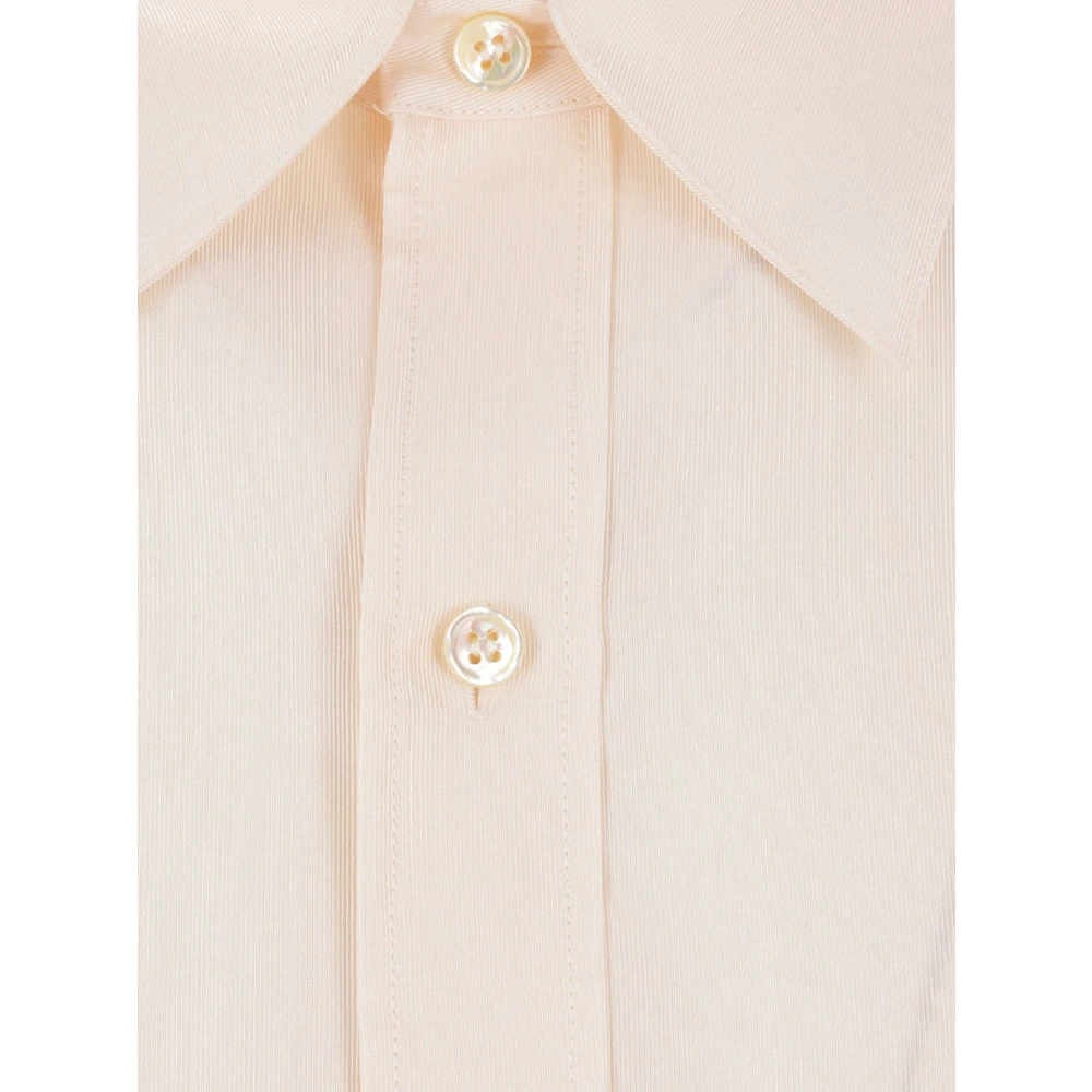 Saint Laurent Geribbelde Shirt Beige Heren