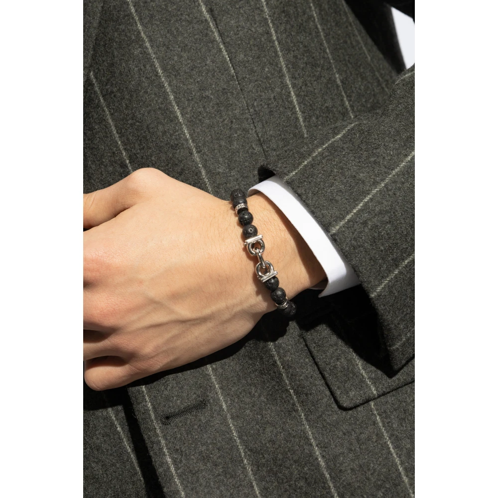 FERRAGAMO - Bracciale in perline nere - Uomo - Taglia UNI - Immagine 2