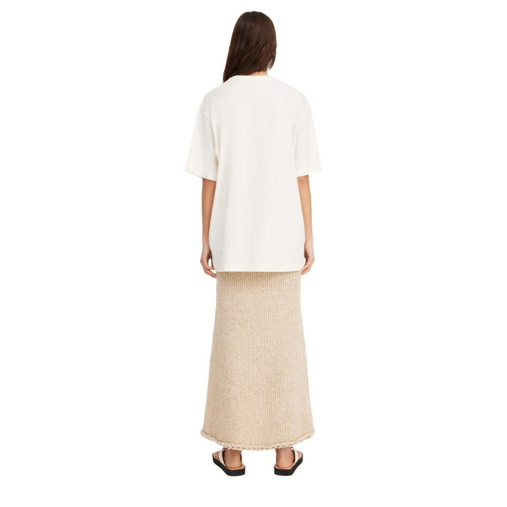 By Malene Birger Geborduurde Loose-Fit Katoenen T-Shirt By Herenne Birger White Dames