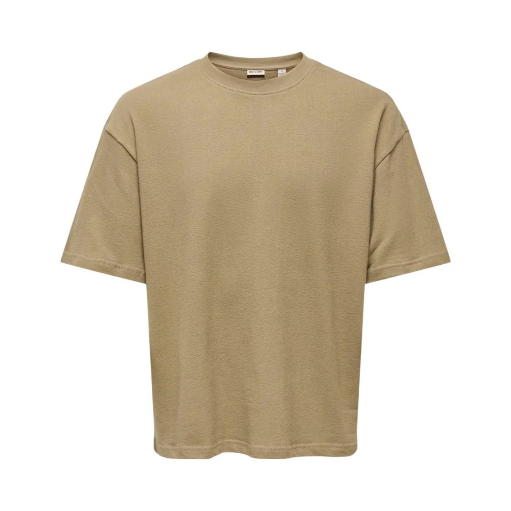 Only & Sons Men's Brown T-Shirts, L, Round Neck Short Sleeve Cotton T-Shirt
