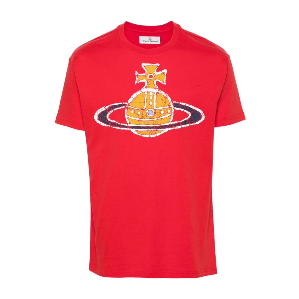 Vivienne Westwood Röda Bomull T-shirts och Polos med Signatur Orb Print Red, Herr