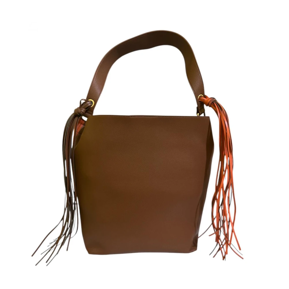 Pennyblack Bicolor Hobo Tas met Suède Effect Brown Dames