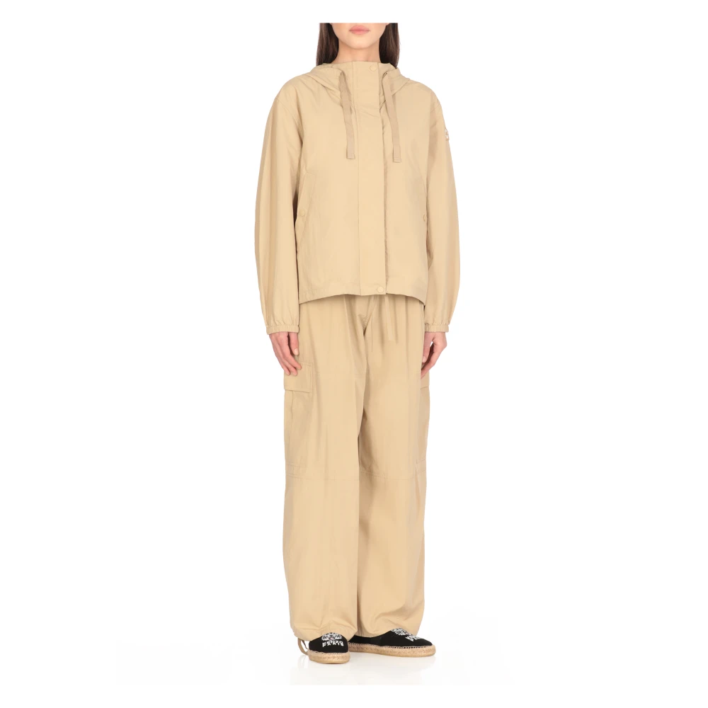 Kenzo Beige Waterdichte Stofjas met Capuchon Beige Dames