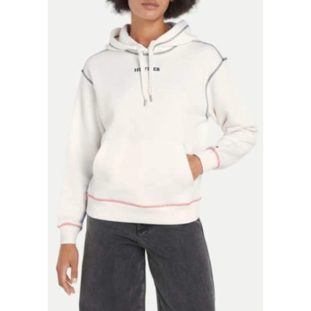 Tommy Hilfiger Moderne Gestreepte Hoodie voor Vrouwen White Dames