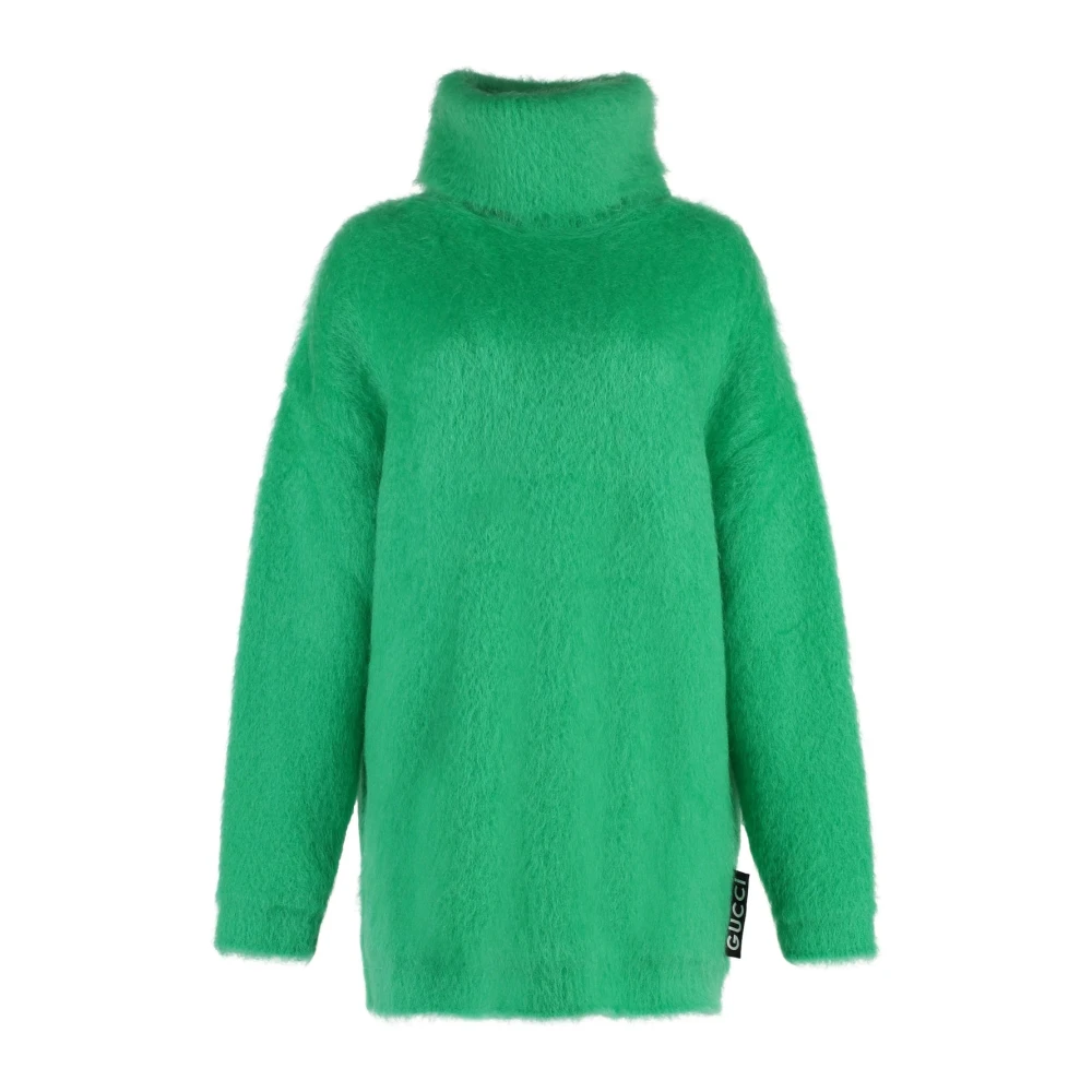 Gucci Mini Sweaterjurk met Mohairmix Green Dames