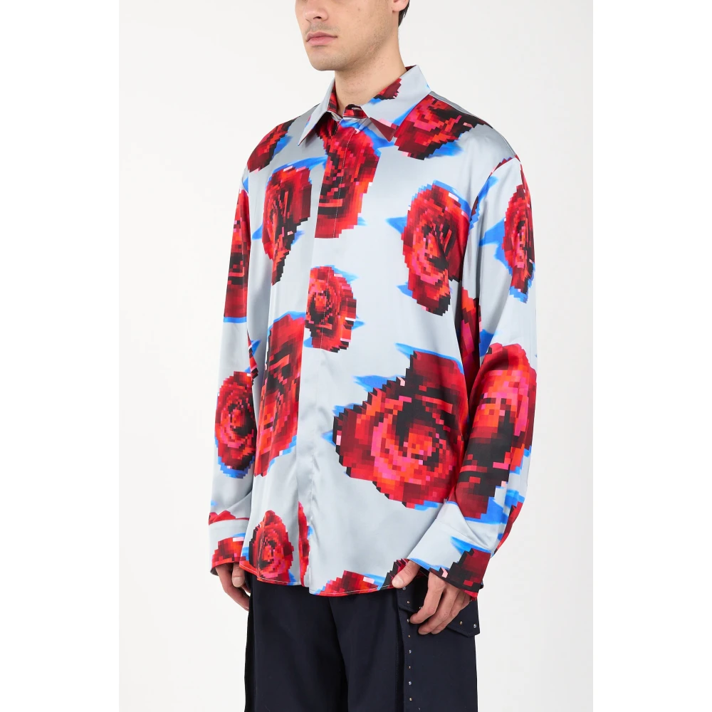 Msgm Viscose overhemd met verborgen voorknoppen Multicolor Heren